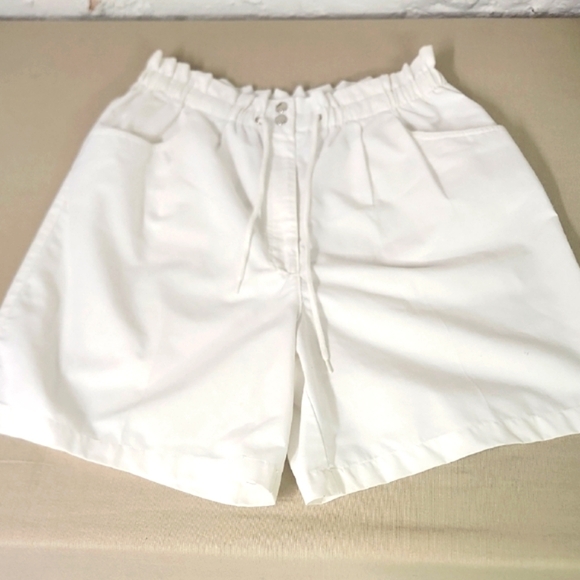 Vintage Pants - Women's White Drawstring Shorts 80s VINTAGE Size 12